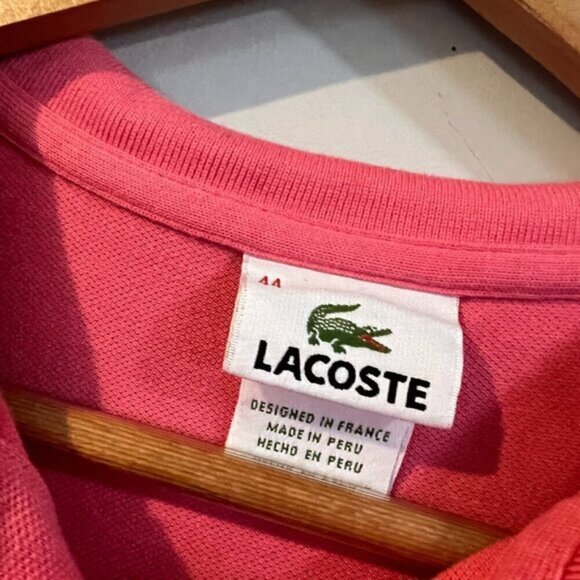 Lacoste Polo Shirt Size 44 Pink Short Sleeves - Picture 4 of 5